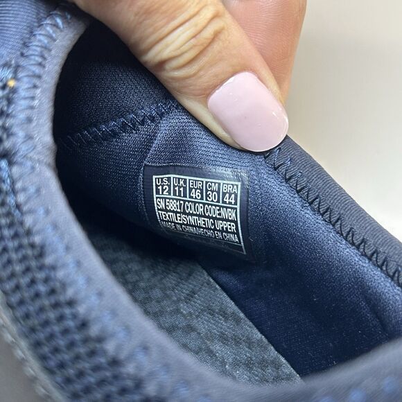 Skechers Goga Mat Relaxed Fit Mens Size 12 Black Navy Shoes Sneakers 58817 New